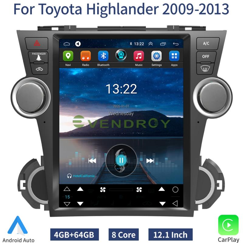12.1"For Toyota Highlander 2009-2013 Car Audio GPS Navigation Stereo Radio